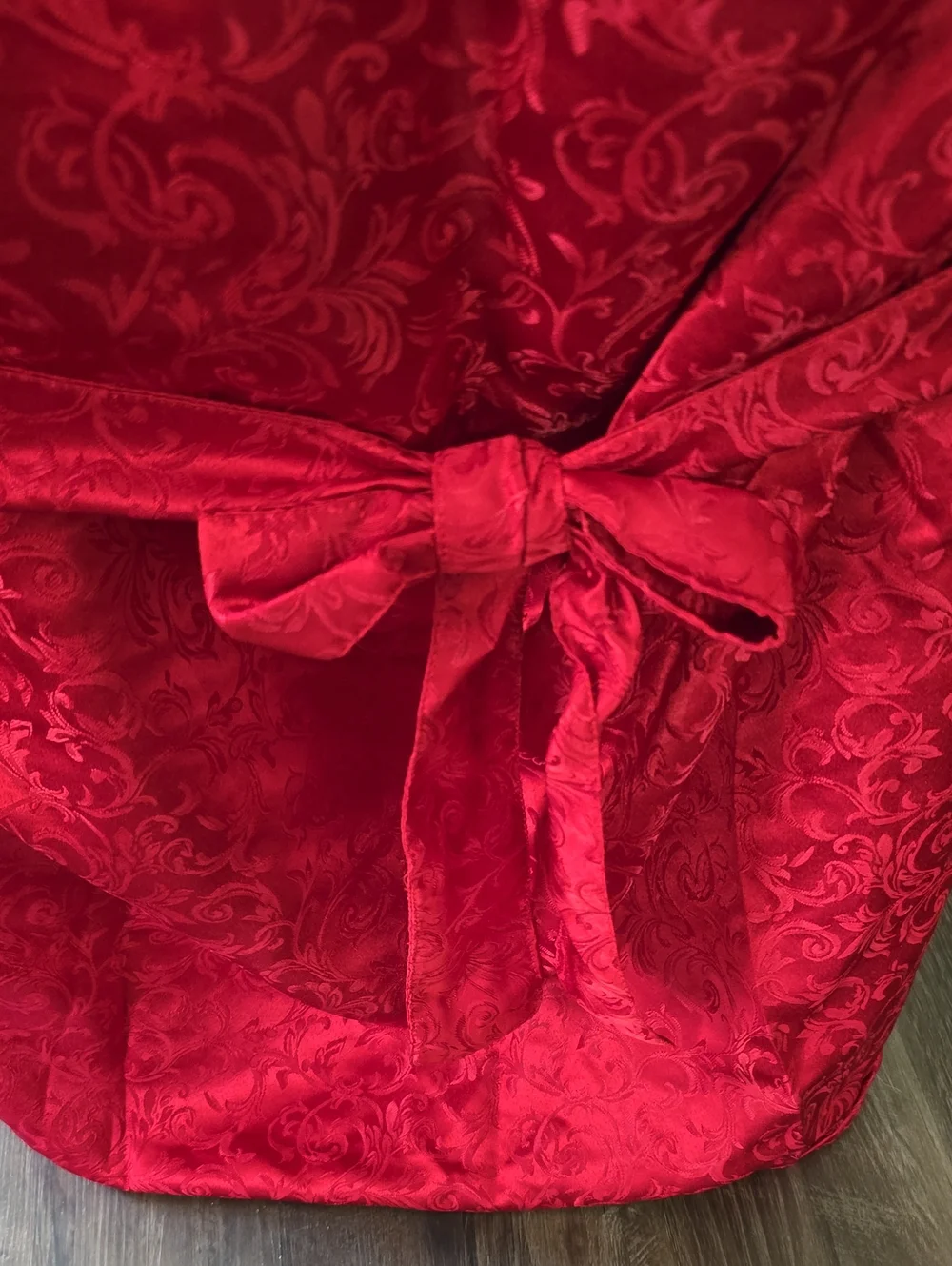 Red jaquard Tie-Back Chair Cover, set of 6